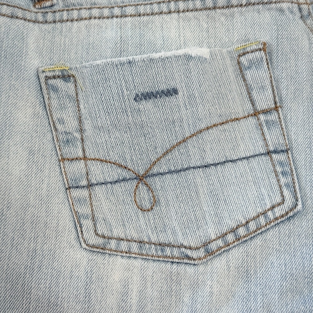 VTG Y2K Bongo Low Rise Light Wash Denim Micro Mini Shorts Size 3 Booty Frayed - Picture 5 of 8